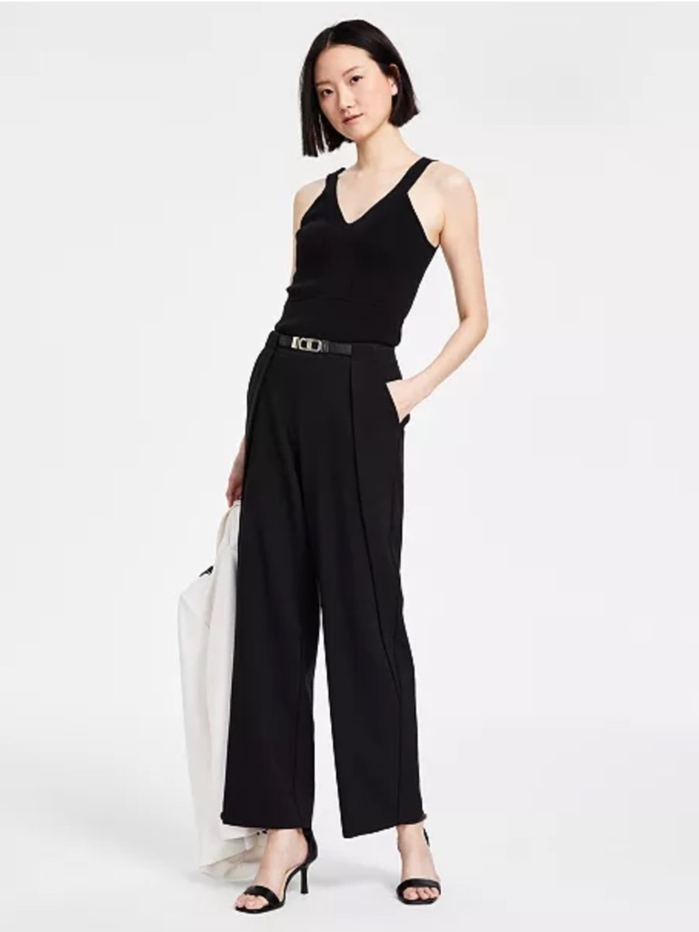 Anne Klein
Women's Liberty Stretch Belted High-Rise Wide-Leg Pants